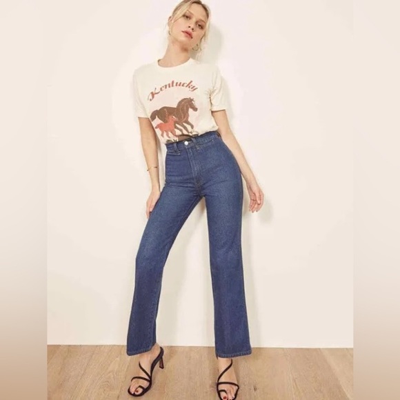 Reformation Denim - Willow Jean High Rise Raw Hem Indio Wash Denim (28)